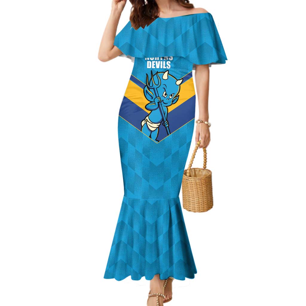 Norths Rugby Custom Family Matching Mermaid Dress and Hawaiian Shirt Go Devils Mascot Sporty Style - Aussie Hoodie
