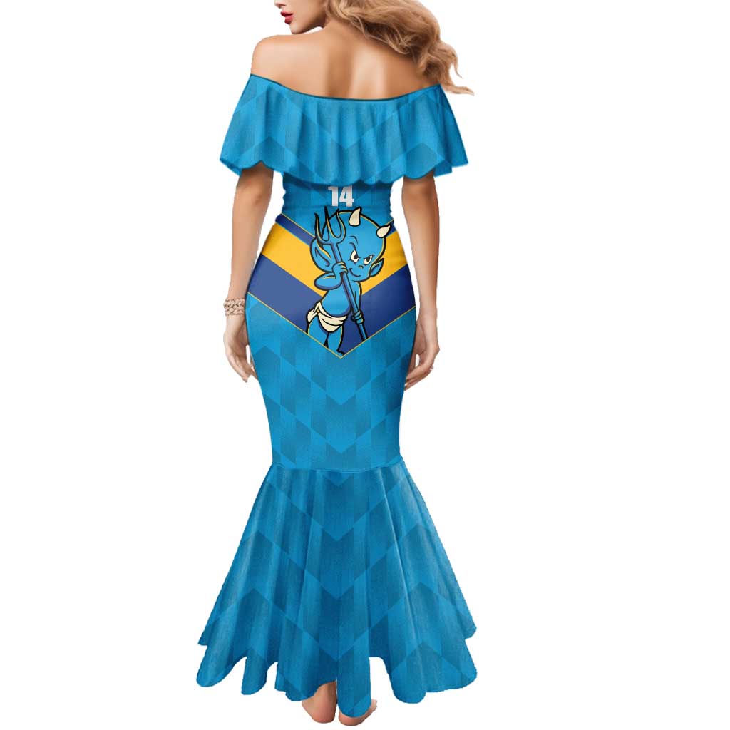 Norths Rugby Custom Family Matching Mermaid Dress and Hawaiian Shirt Go Devils Mascot Sporty Style - Aussie Hoodie