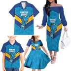 Norths Rugby Custom Family Matching Off The Shoulder Long Sleeve Dress and Hawaiian Shirt Go Devils Mascot Sporty Style - Aussie Hoodie