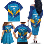 Norths Rugby Custom Family Matching Off The Shoulder Long Sleeve Dress and Hawaiian Shirt Go Devils Mascot Sporty Style - Aussie Hoodie