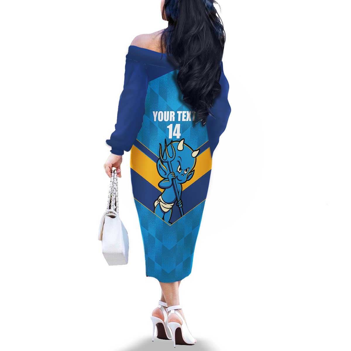 Norths Rugby Custom Family Matching Off The Shoulder Long Sleeve Dress and Hawaiian Shirt Go Devils Mascot Sporty Style - Aussie Hoodie