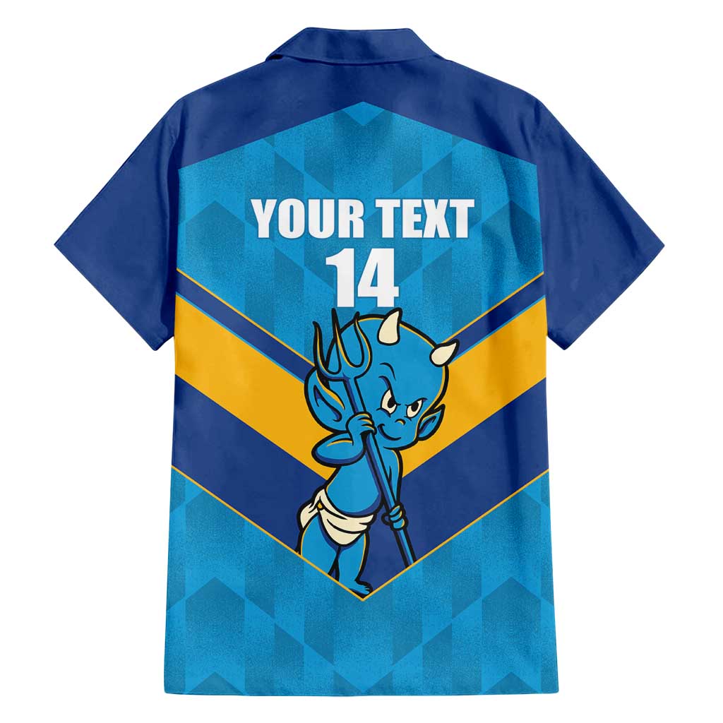 Norths Rugby Custom Family Matching Off Shoulder Short Dress and Hawaiian Shirt Go Devils Mascot Sporty Style - Aussie Hoodie