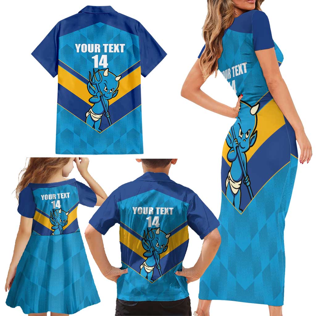 Norths Rugby Custom Family Matching Short Sleeve Bodycon Dress and Hawaiian Shirt Go Devils Mascot Sporty Style - Aussie Hoodie