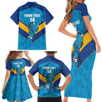 Norths Rugby Custom Family Matching Short Sleeve Bodycon Dress and Hawaiian Shirt Go Devils Mascot Sporty Style - Aussie Hoodie