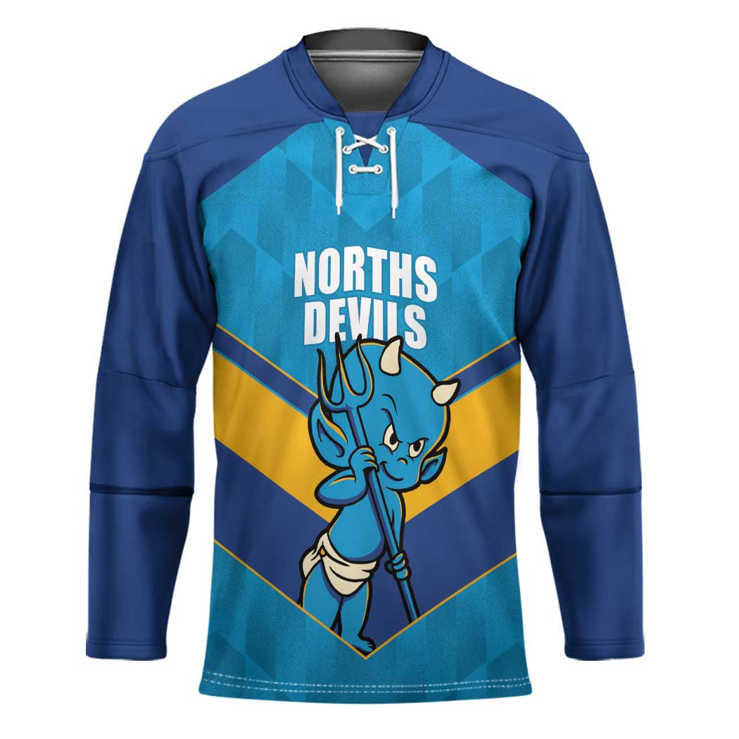 Norths Rugby Custom Hockey Jersey Go Devils Mascot Sporty Style - Aussie Hoodie