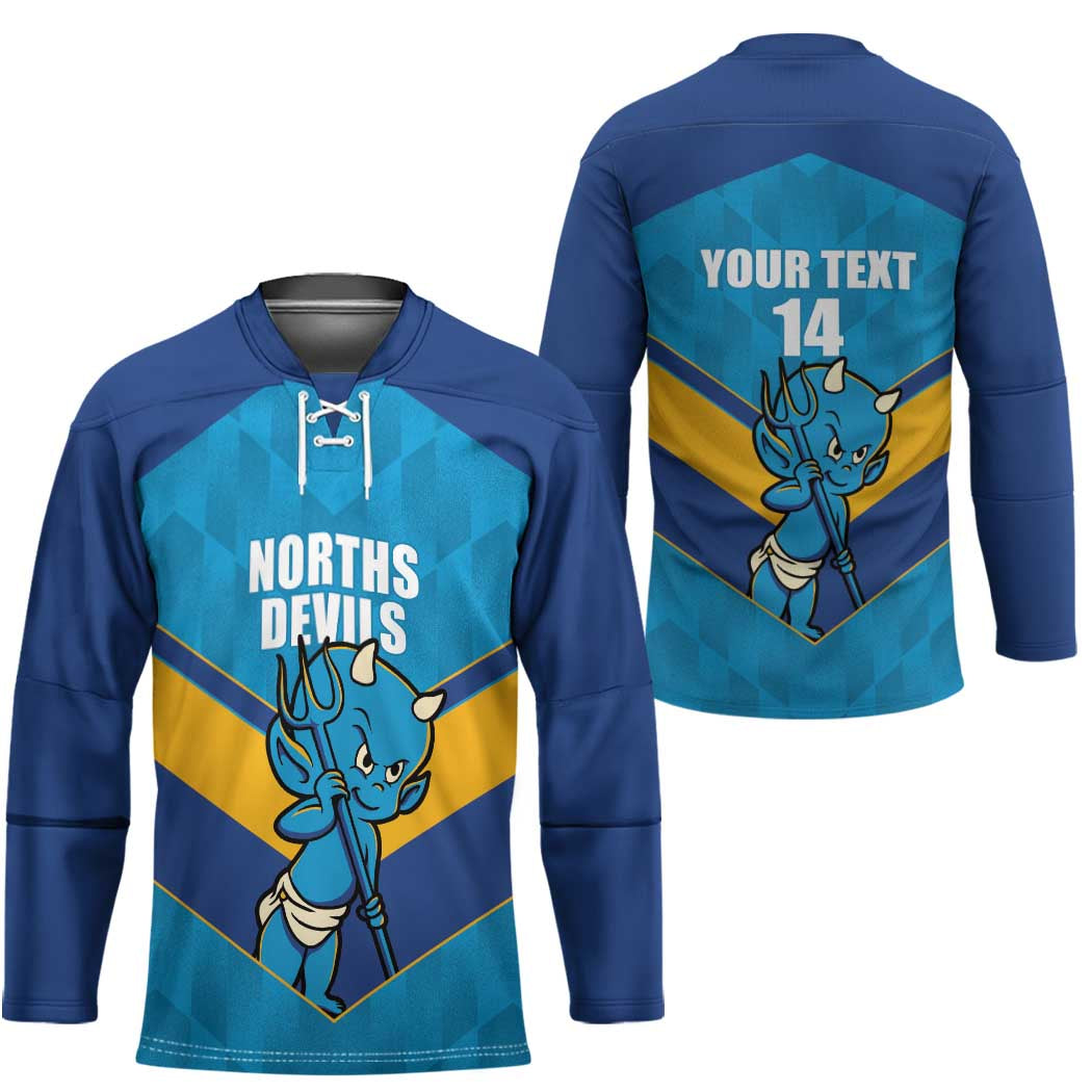 Norths Rugby Custom Hockey Jersey Go Devils Mascot Sporty Style - Aussie Hoodie