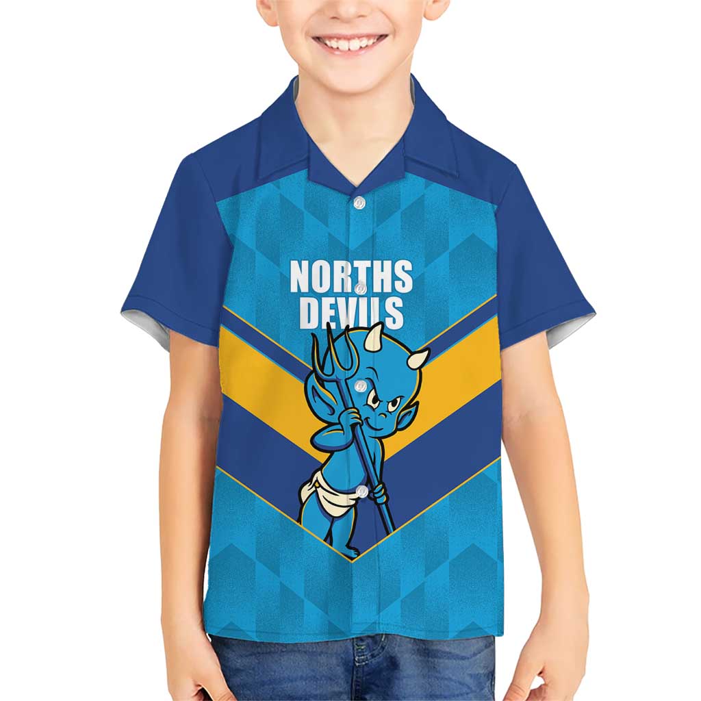 Norths Rugby Custom Kid Hawaiian Shirt Go Devils Mascot Sporty Style - Aussie Hoodie