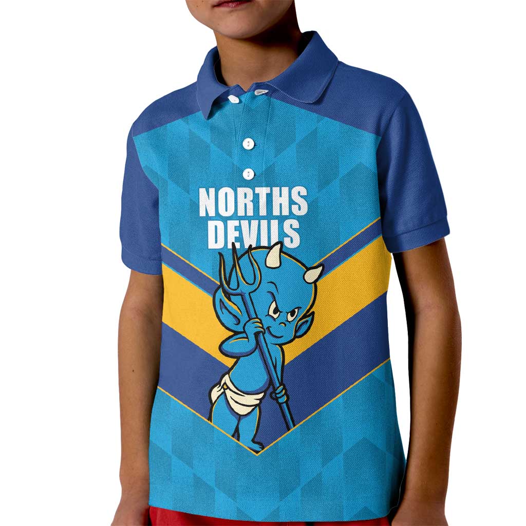 Norths Rugby Custom Kid Polo Shirt Go Devils Mascot Sporty Style - Aussie Hoodie