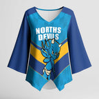 Norths Rugby Custom Kimono Sleeve Blouse Go Devils Mascot Sporty Style - Aussie Hoodie
