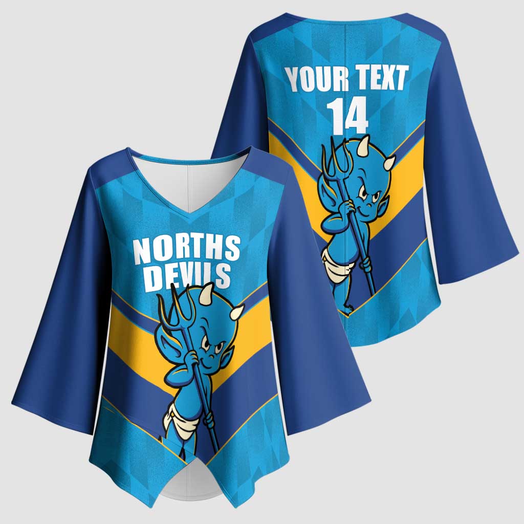 Norths Rugby Custom Kimono Sleeve Blouse Go Devils Mascot Sporty Style - Aussie Hoodie