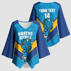 Norths Rugby Custom Kimono Sleeve Blouse Go Devils Mascot Sporty Style - Aussie Hoodie