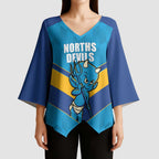Norths Rugby Custom Kimono Sleeve Blouse Go Devils Mascot Sporty Style - Aussie Hoodie