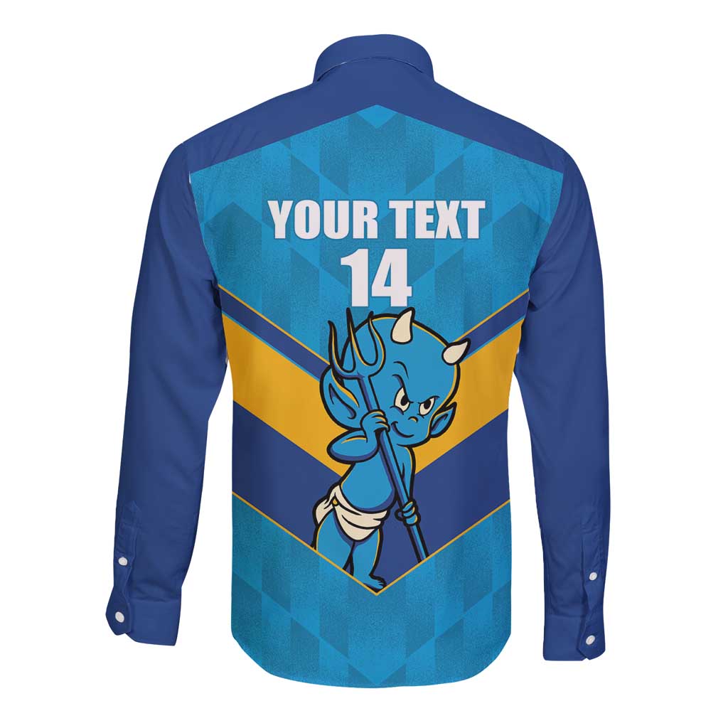 Norths Rugby Custom Long Sleeve Button Shirt Go Devils Mascot Sporty Style - Aussie Hoodie