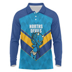 Norths Rugby Custom Long Sleeve Polo Shirt Go Devils Mascot Sporty Style - Aussie Hoodie