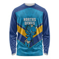 Norths Rugby Custom Long Sleeve Shirt Go Devils Mascot Sporty Style - Aussie Hoodie