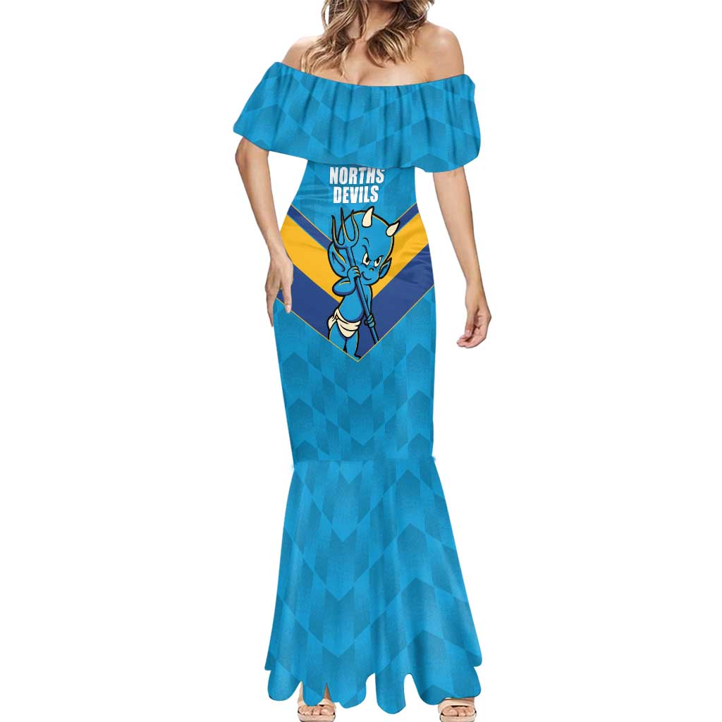 Norths Rugby Custom Mermaid Dress Go Devils Mascot Sporty Style - Aussie Hoodie