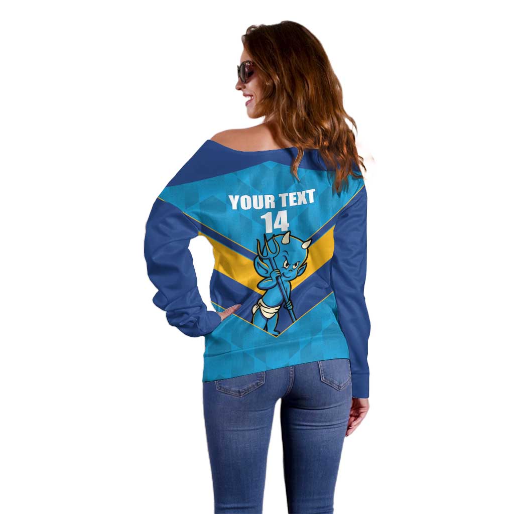 Norths Rugby Custom Off Shoulder Sweater Go Devils Mascot Sporty Style - Aussie Hoodie