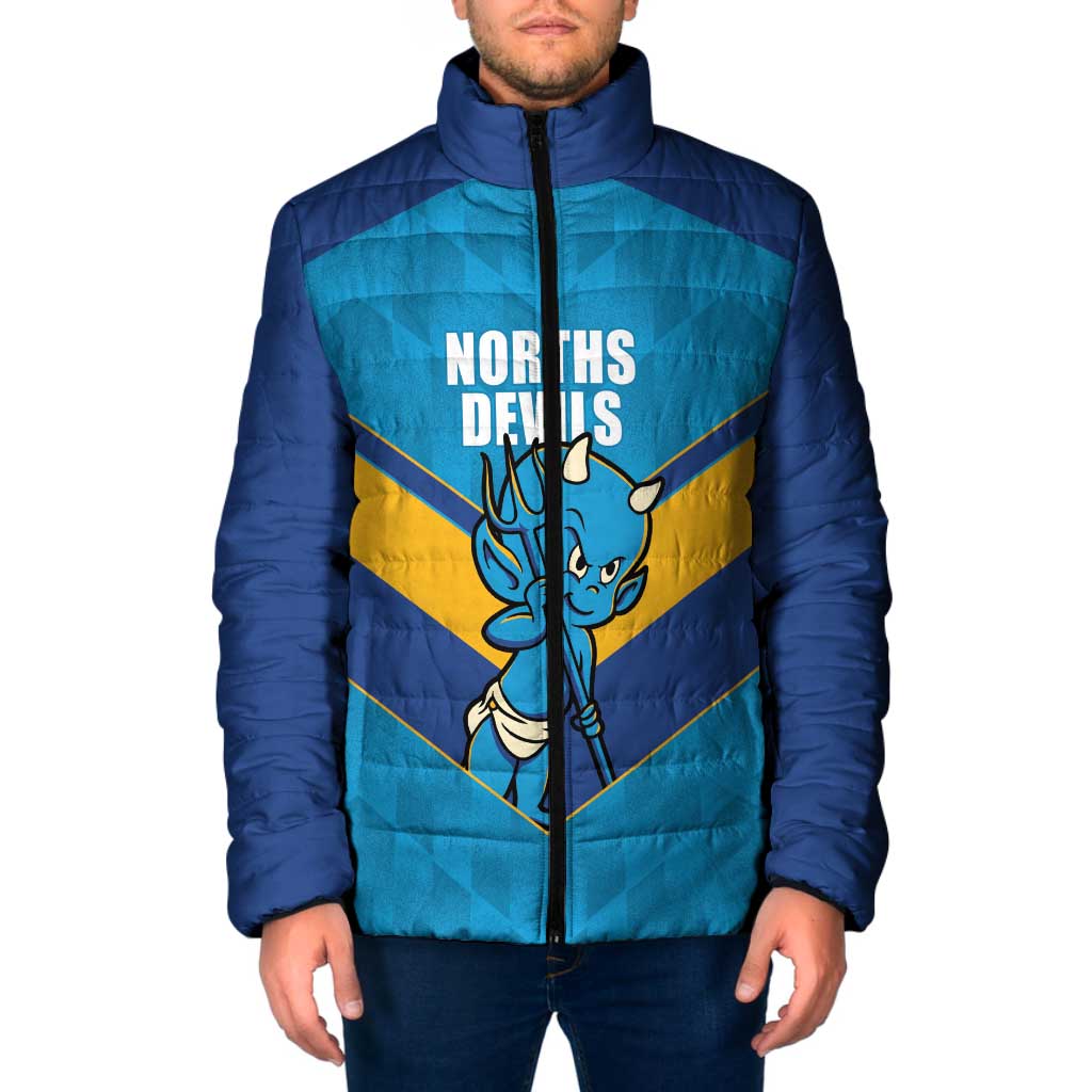 Norths Rugby Custom Padded Jacket Go Devils Mascot Sporty Style - Aussie Hoodie