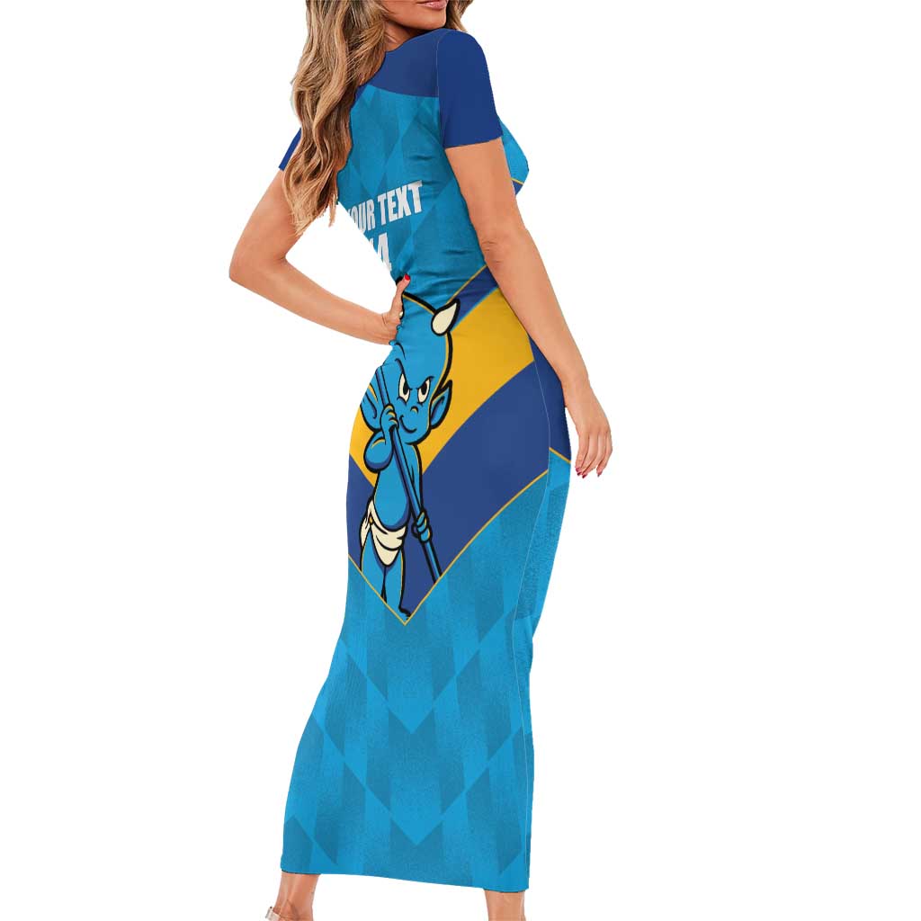 Norths Rugby Custom Short Sleeve Bodycon Dress Go Devils Mascot Sporty Style - Aussie Hoodie