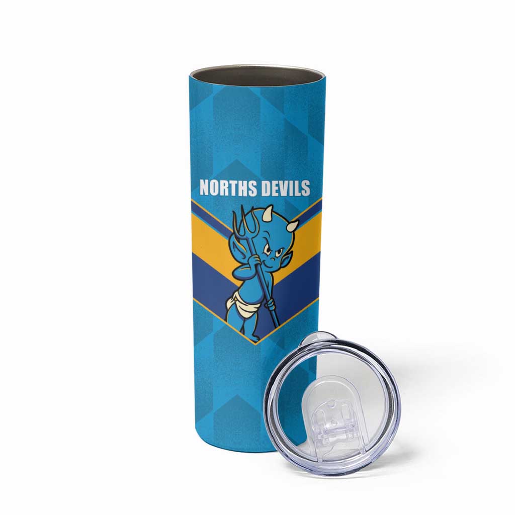 Norths Rugby Custom Skinny Tumbler Go Devils Mascot Sporty Style - Aussie Hoodie