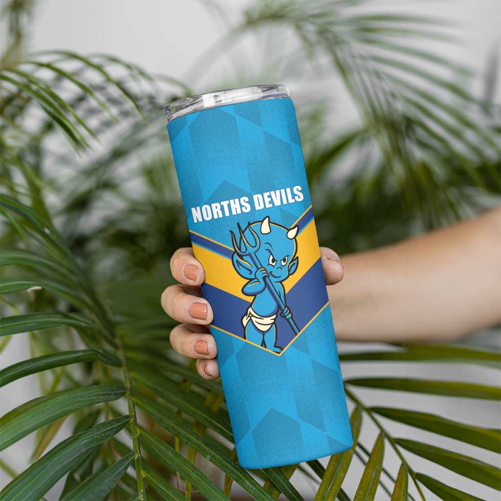 Norths Rugby Custom Skinny Tumbler Go Devils Mascot Sporty Style - Aussie Hoodie