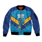 Norths Rugby Custom Sleeve Zip Bomber Jacket Go Devils Mascot Sporty Style - Aussie Hoodie