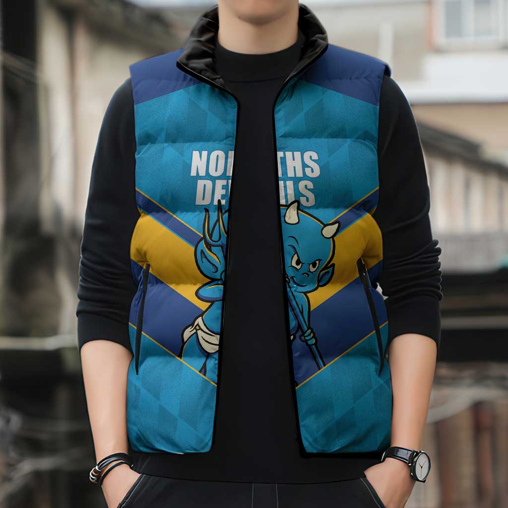 Norths Rugby Custom Sleeveless Puffer Jacket Go Devils Mascot Sporty Style - Aussie Hoodie