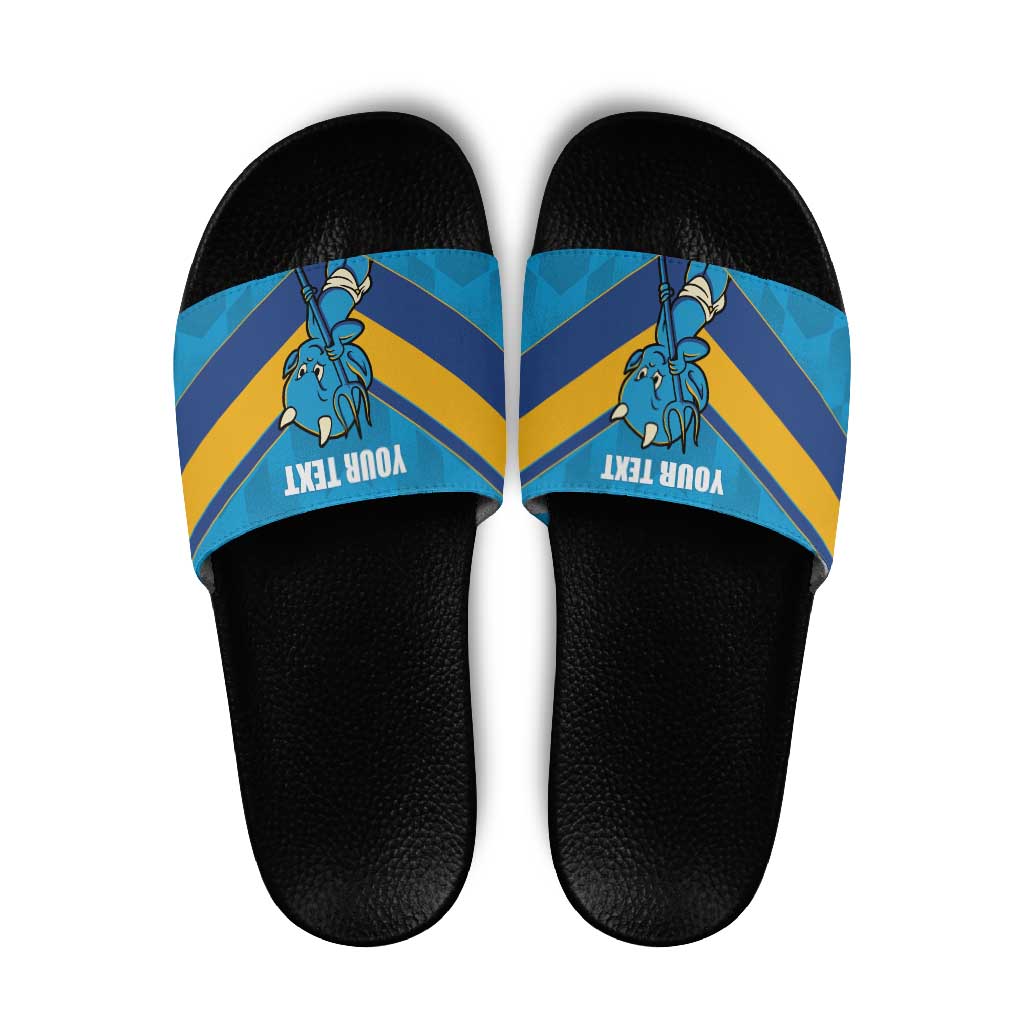 Norths Rugby Custom Slide Sandals Go Devils Mascot Sporty Style - Aussie Hoodie