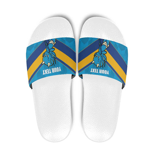 Norths Rugby Custom Slide Sandals Go Devils Mascot Sporty Style - Aussie Hoodie