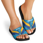 Norths Rugby Custom Slide Sandals Go Devils Mascot Sporty Style - Aussie Hoodie