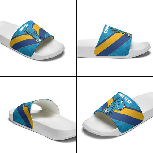 Norths Rugby Custom Slide Sandals Go Devils Mascot Sporty Style - Aussie Hoodie