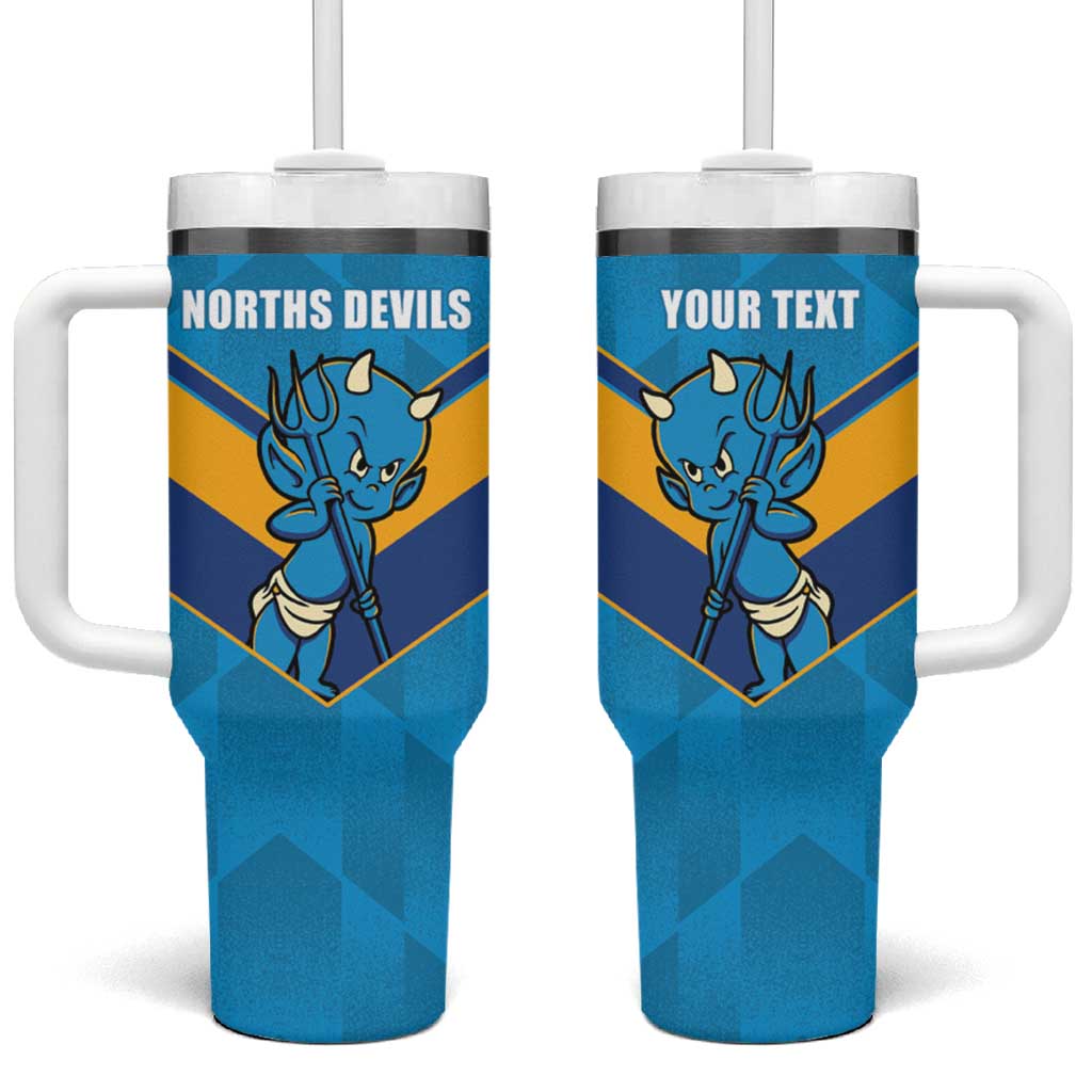 Norths Rugby Custom Tumbler With Handle Go Devils Mascot Sporty Style - Aussie Hoodie