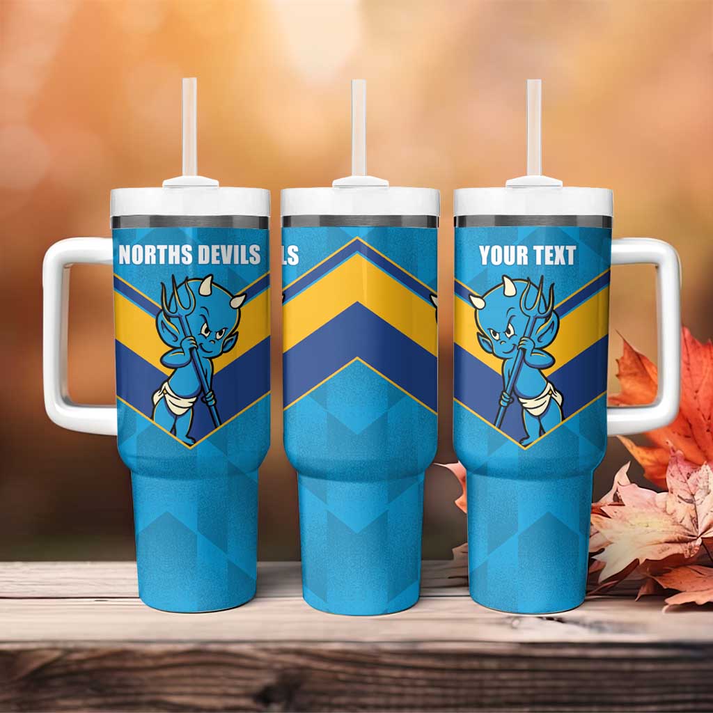 Norths Rugby Custom Tumbler With Handle Go Devils Mascot Sporty Style - Aussie Hoodie