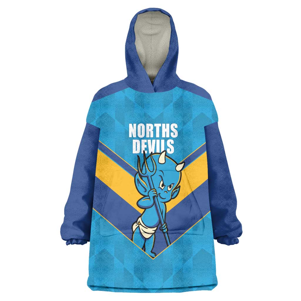 Norths Rugby Custom Wearable Blanket Hoodie Go Devils Mascot Sporty Style - Aussie Hoodie