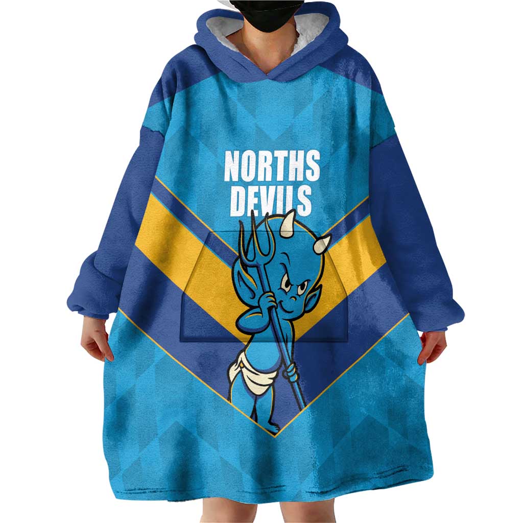 Norths Rugby Custom Wearable Blanket Hoodie Go Devils Mascot Sporty Style - Aussie Hoodie