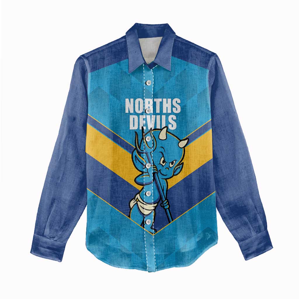 Norths Rugby Custom Women Casual Shirt Go Devils Mascot Sporty Style - Aussie Hoodie
