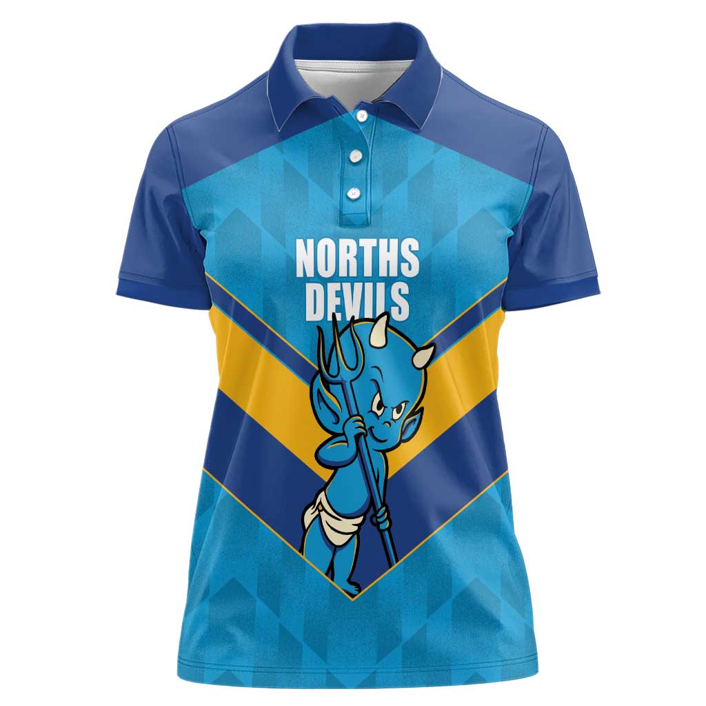 Norths Rugby Custom Women Polo Shirt Go Devils Mascot Sporty Style - Aussie Hoodie