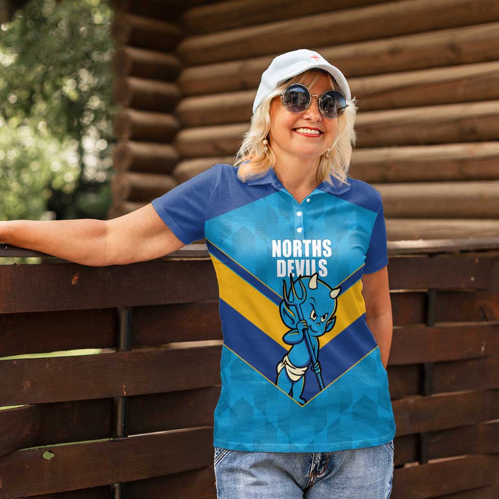 Norths Rugby Custom Women Polo Shirt Go Devils Mascot Sporty Style - Aussie Hoodie