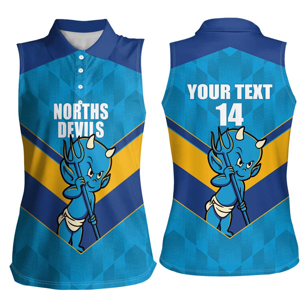 Norths Rugby Custom Women Sleeveless Polo Shirt Go Devils Mascot Sporty Style - Aussie Hoodie