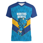 Norths Rugby Custom Women V-Neck T-Shirt Go Devils Mascot Sporty Style - Aussie Hoodie