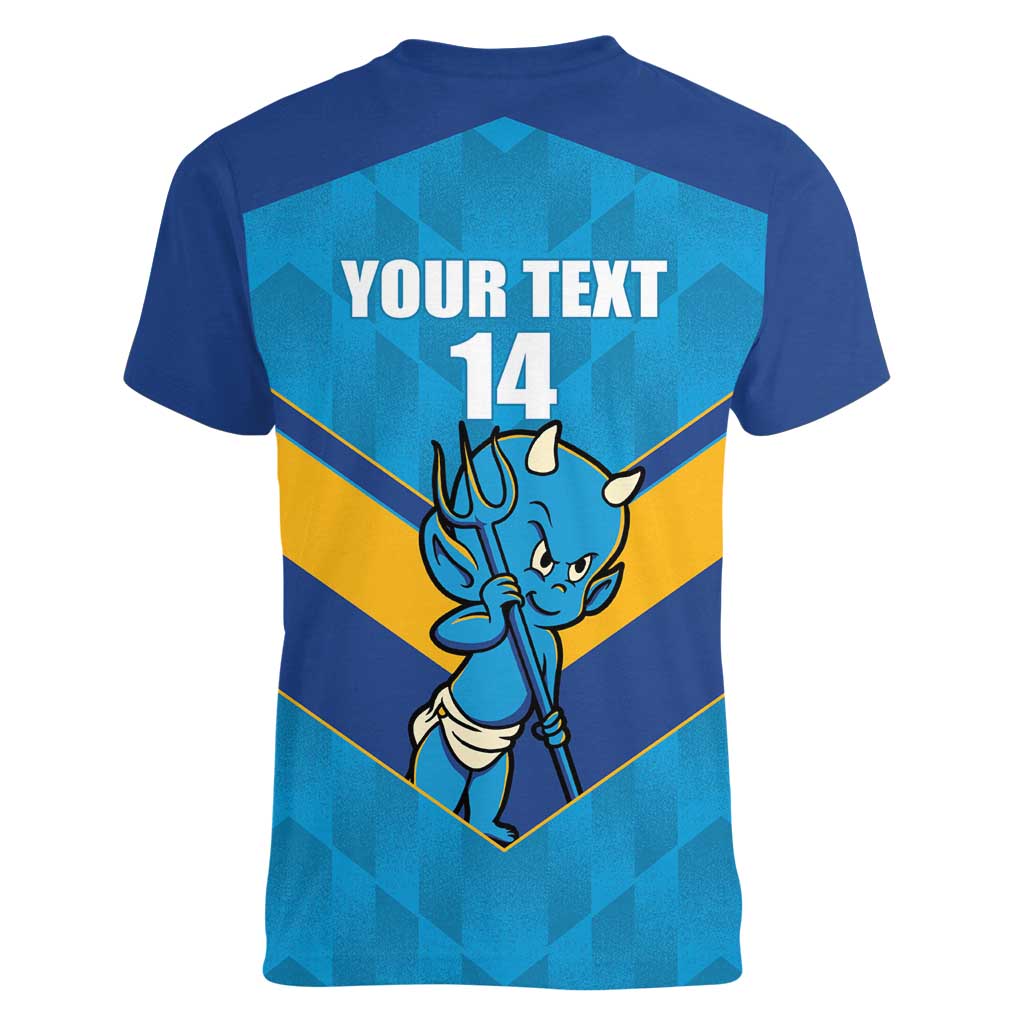 Norths Rugby Custom Women V-Neck T-Shirt Go Devils Mascot Sporty Style - Aussie Hoodie