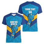 Norths Rugby Custom Women V-Neck T-Shirt Go Devils Mascot Sporty Style - Aussie Hoodie