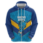 Norths Rugby Custom Zip Hoodie Go Devils Mascot Sporty Style - Aussie Hoodie
