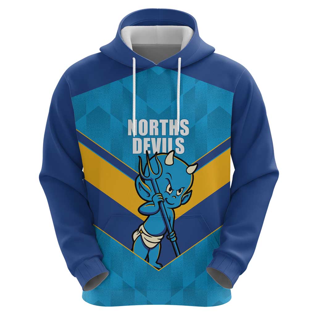 Norths Rugby Custom Zip Hoodie Go Devils Mascot Sporty Style - Aussie Hoodie