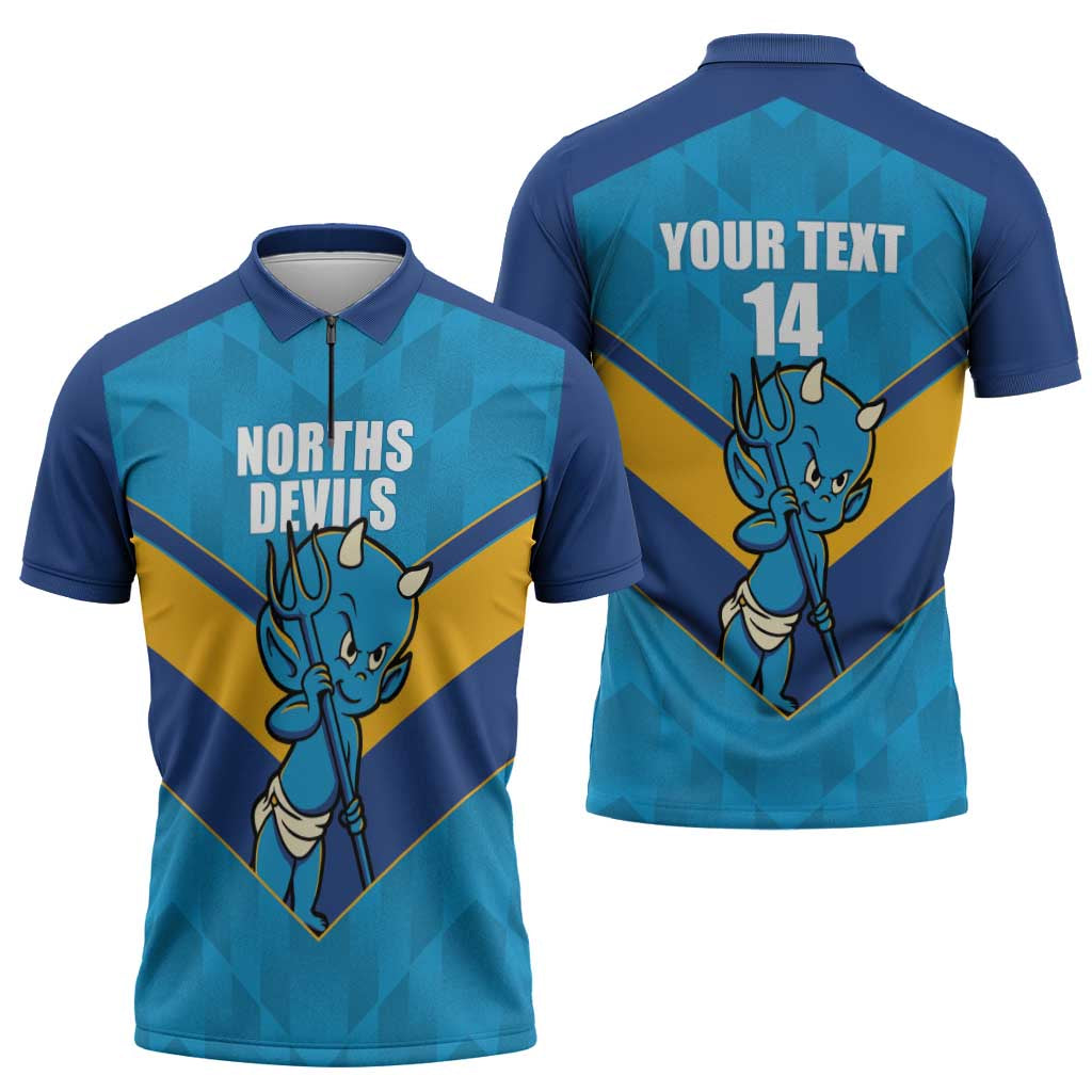 Norths Rugby Custom Zipper Polo Shirt Go Devils Mascot Sporty Style - Aussie Hoodie