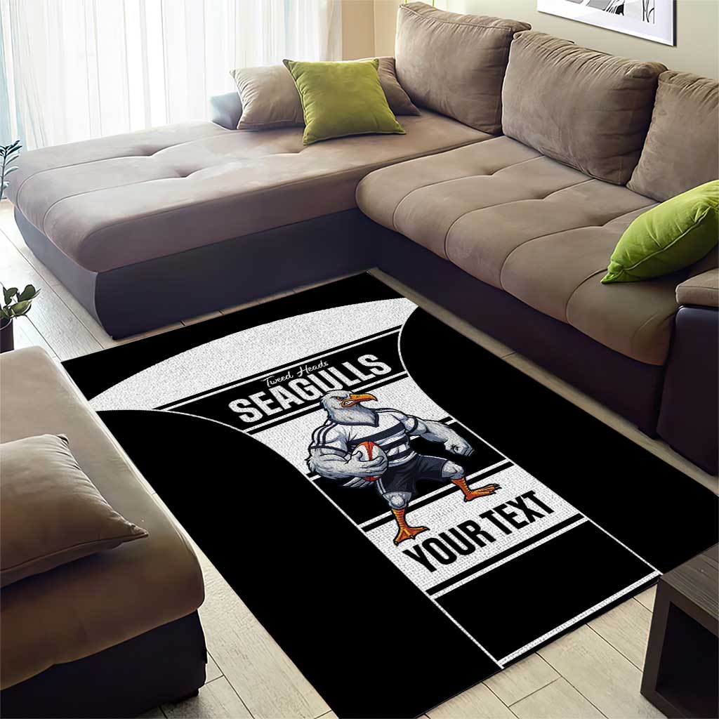 Tweed Heads Rugby Custom Area Rug Go Seagulls Mascot Sporty Style - Aussie Hoodie