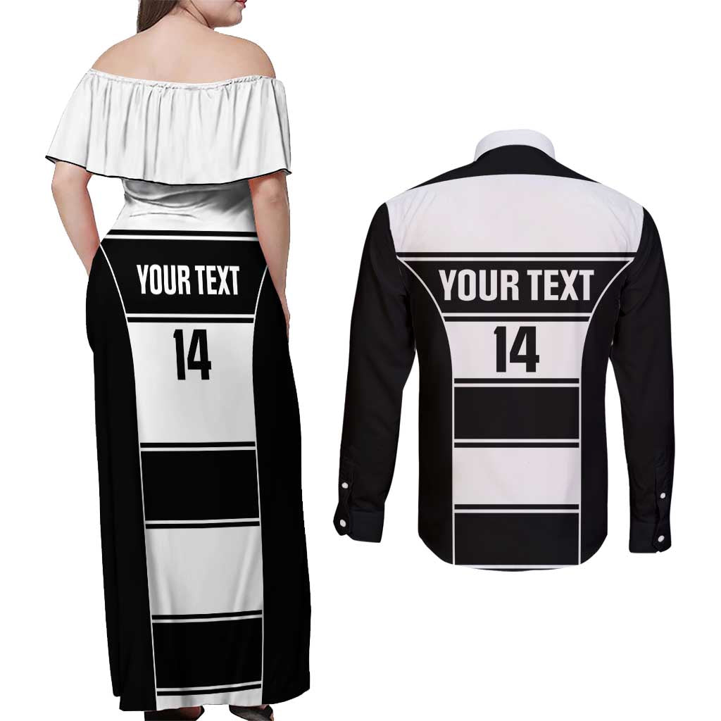 Tweed Heads Rugby Custom Couples Matching Off Shoulder Maxi Dress and Long Sleeve Button Shirt Go Seagulls Mascot Sporty Style - Aussie Hoodie