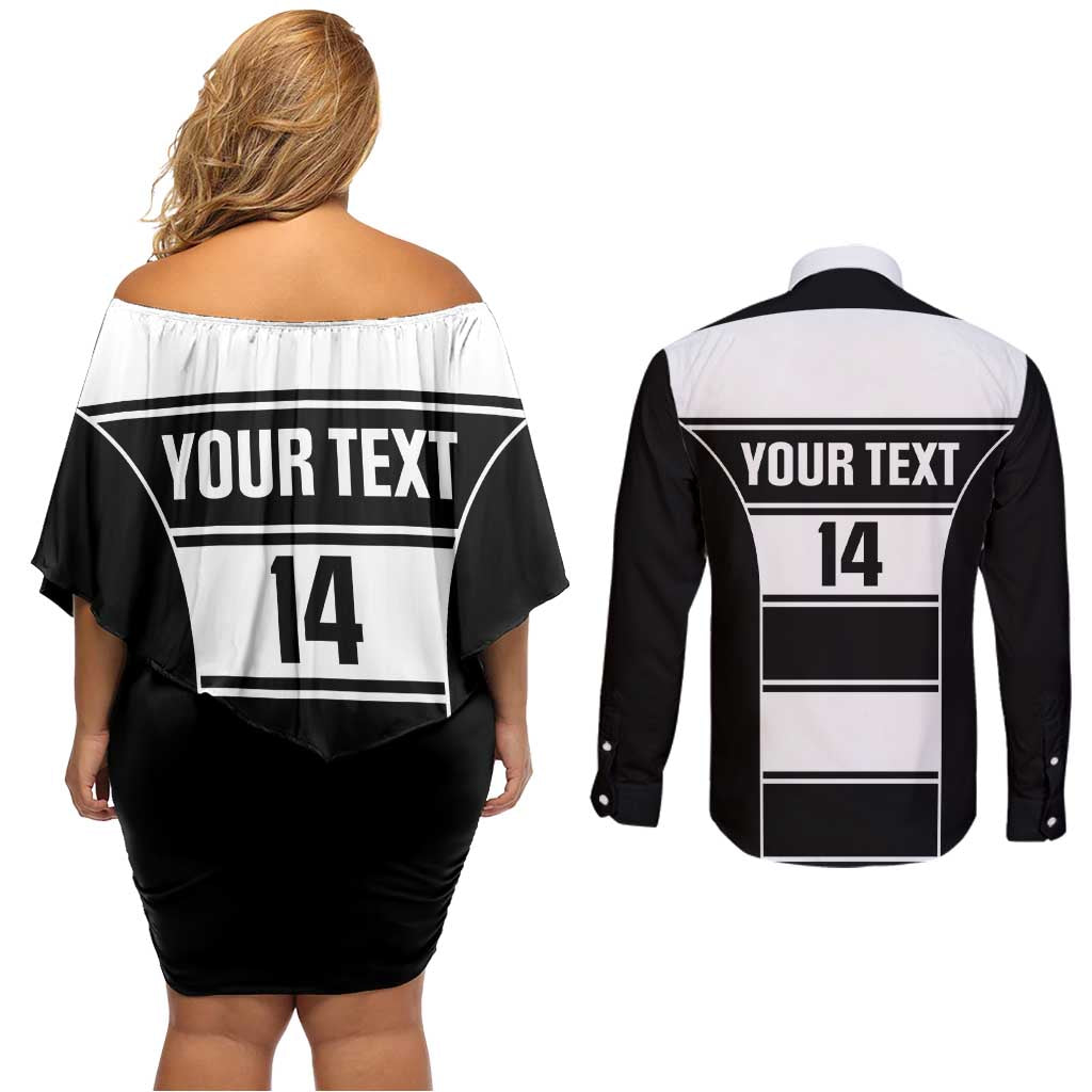 Tweed Heads Rugby Custom Couples Matching Off Shoulder Short Dress and Long Sleeve Button Shirt Go Seagulls Mascot Sporty Style - Aussie Hoodie