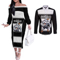 Tweed Heads Rugby Custom Couples Matching Off The Shoulder Long Sleeve Dress and Long Sleeve Button Shirt Go Seagulls Mascot Sporty Style - Aussie Hoodie