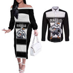 Tweed Heads Rugby Custom Couples Matching Off The Shoulder Long Sleeve Dress and Long Sleeve Button Shirt Go Seagulls Mascot Sporty Style - Aussie Hoodie